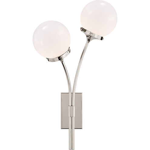 kate spade new york Prescott 2 Light 12 inch Polished Nickel Left Sconce Wall Light in White Glass