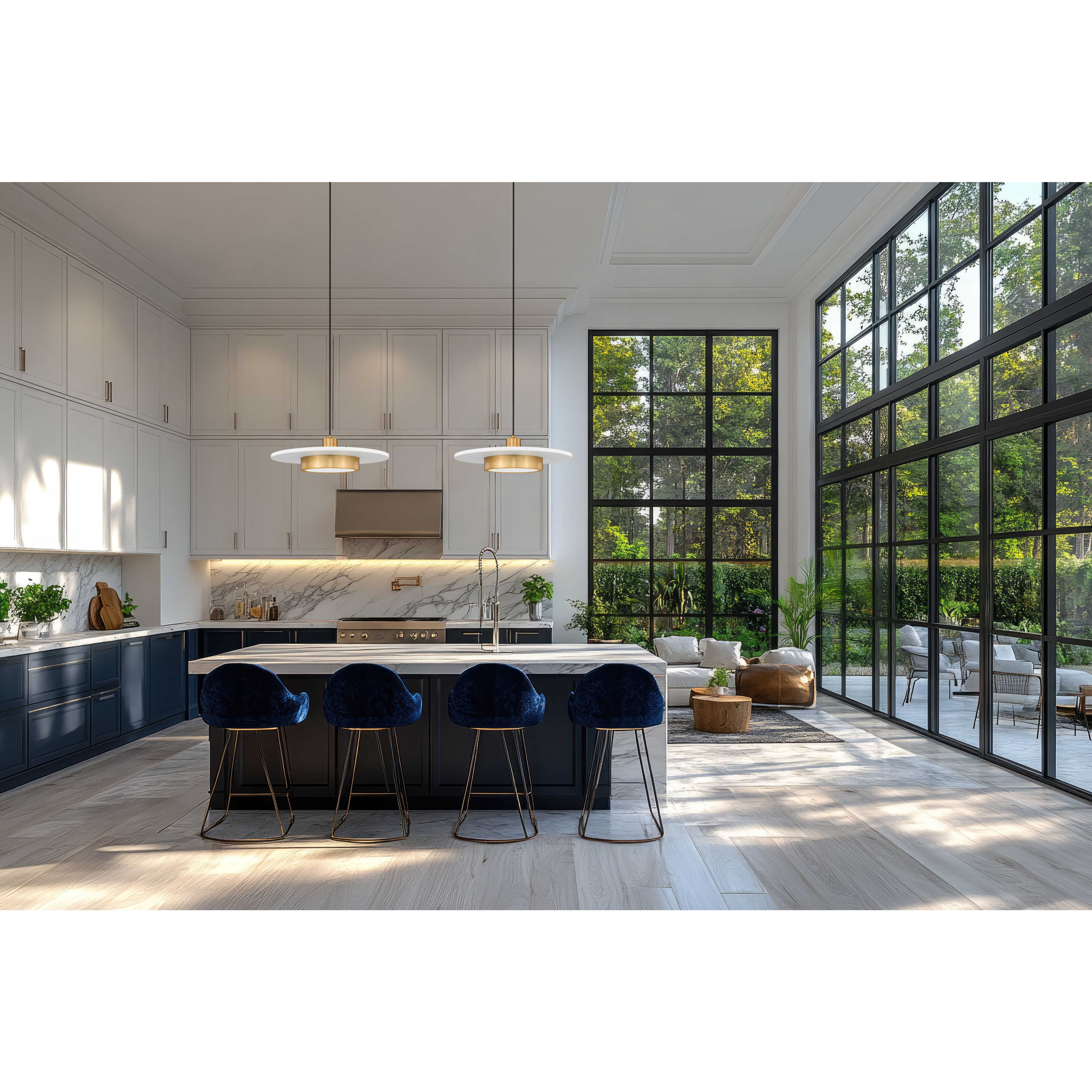 Ludo Pendant Ceiling Light in Matte White and Modern Gold