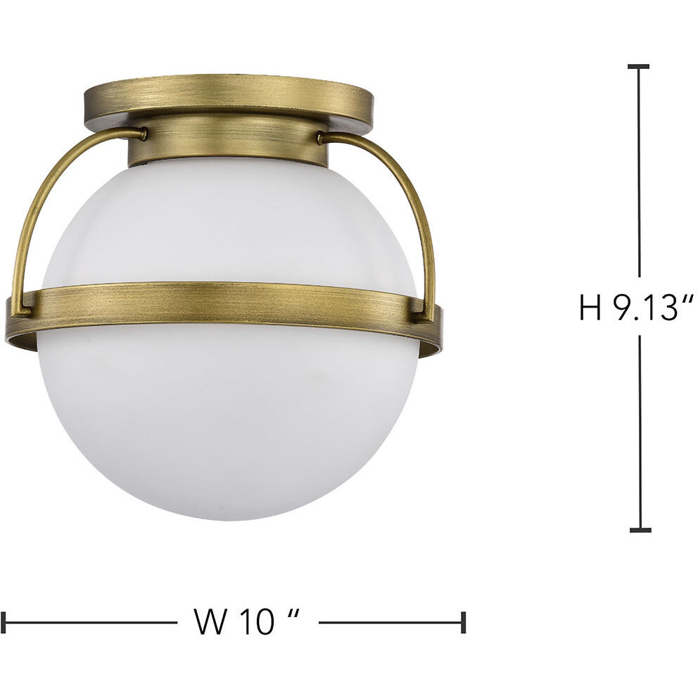 Lakeshore 1 Light 10 inch Natural Brass Flush Mount Ceiling Light