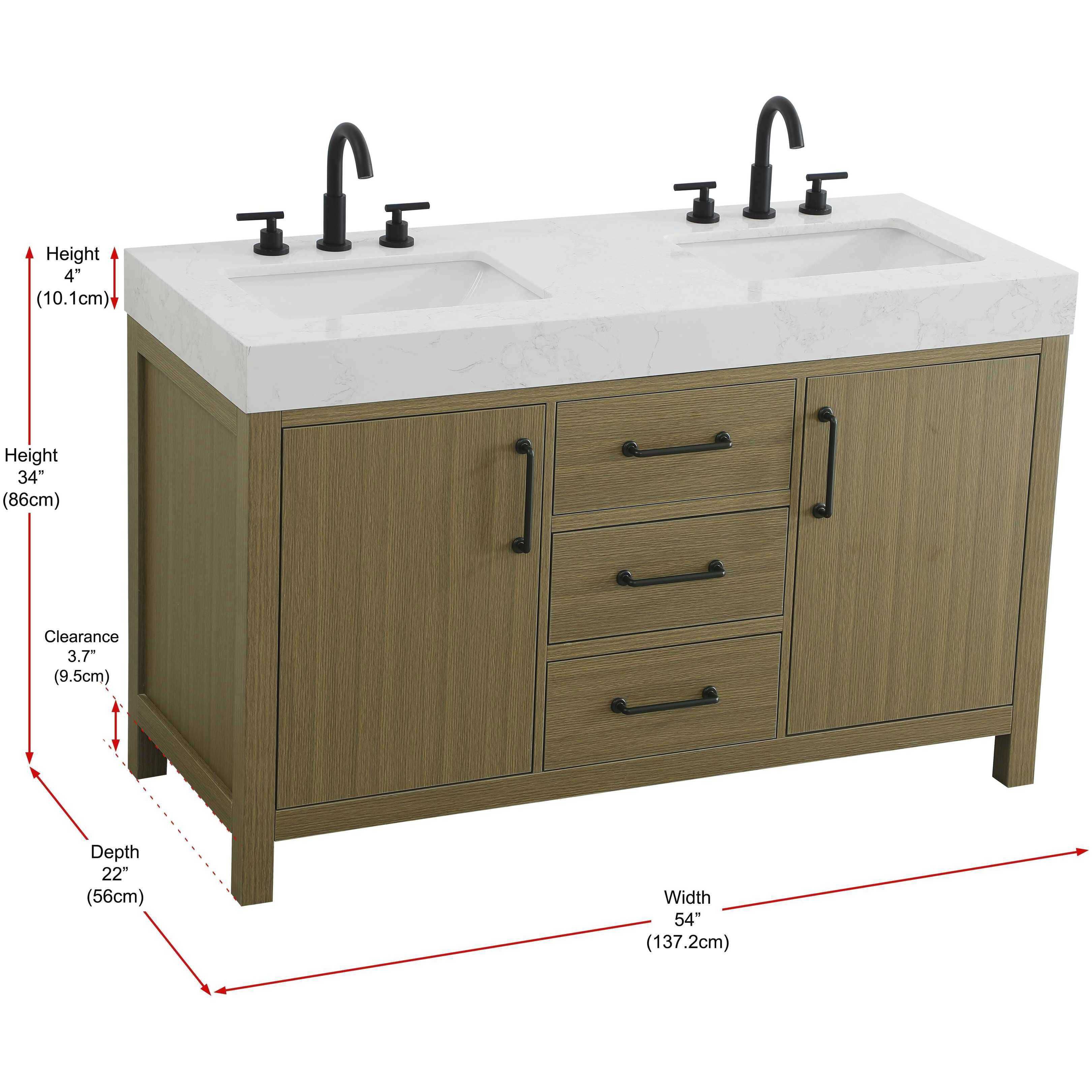 Nathan 54 X 34 inch Chestnut Brown Bathroom Vanity Cabinet