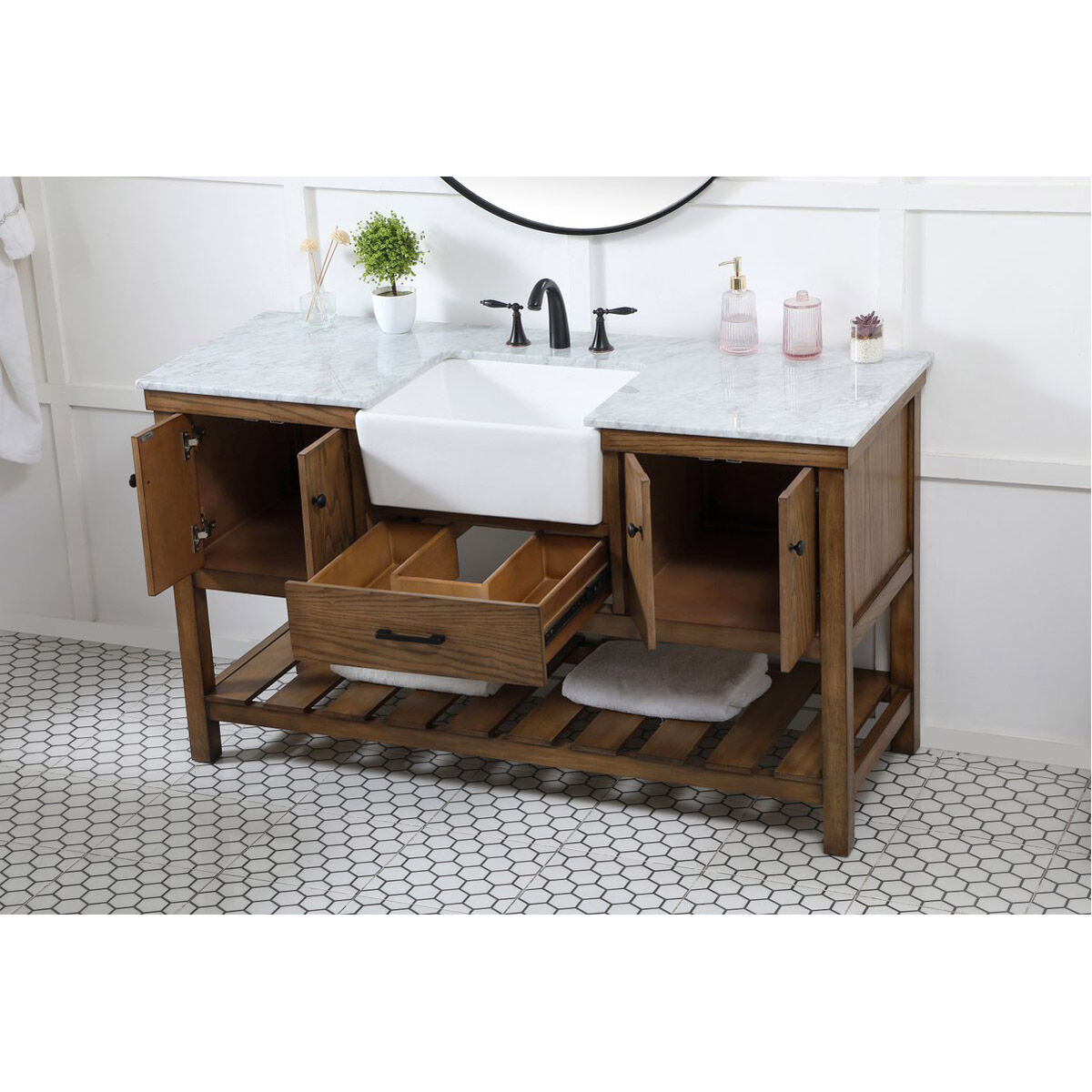 Clement 60 X 22 X 34 inch Driftwood Bathroom Vanity Cabinet