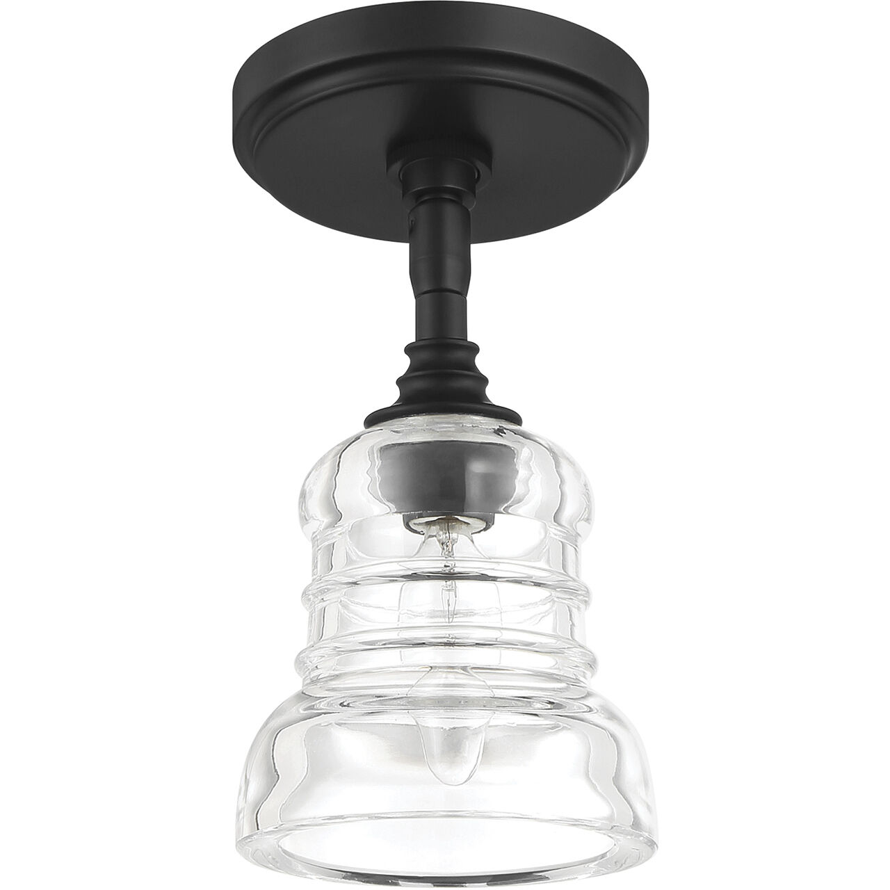 Gregory 1 Light 5 inch Matte Black Semi Flush Ceiling Light