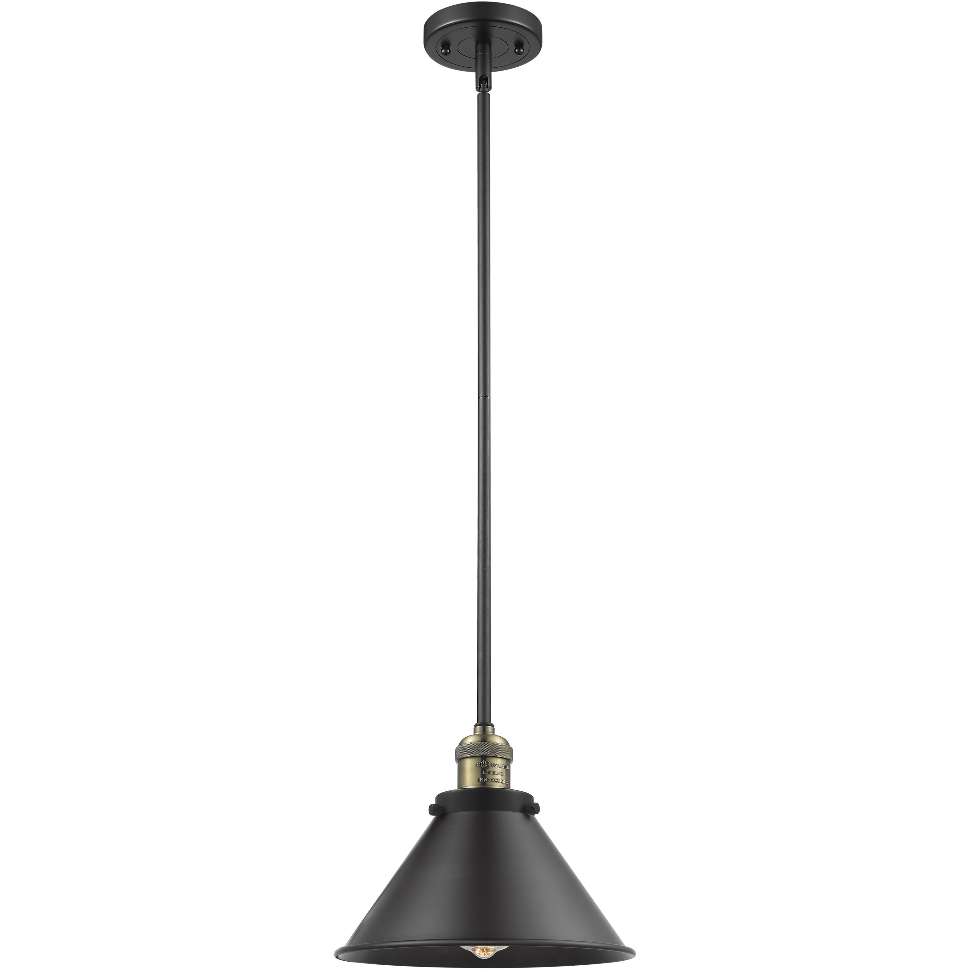 Franklin Restoration Briarcliff LED 10 inch Black Antique Brass Mini Pendant Ceiling Light in Matte Black, Franklin Restoration