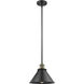 Franklin Restoration Briarcliff LED 10 inch Black Antique Brass Mini Pendant Ceiling Light in Matte Black, Franklin Restoration
