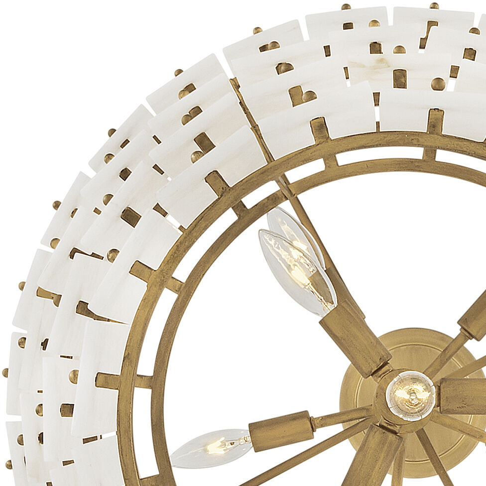 Simone LED 24 inch Burnished Gold Chandelier Ceiling Light in Alabaster, Multi Tier