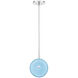 Caledonia LED 7 inch Chrome Pendant Ceiling Light in Blue, Small