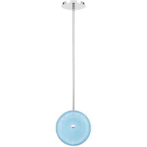 Caledonia LED 7 inch Chrome Pendant Ceiling Light in Blue, Small