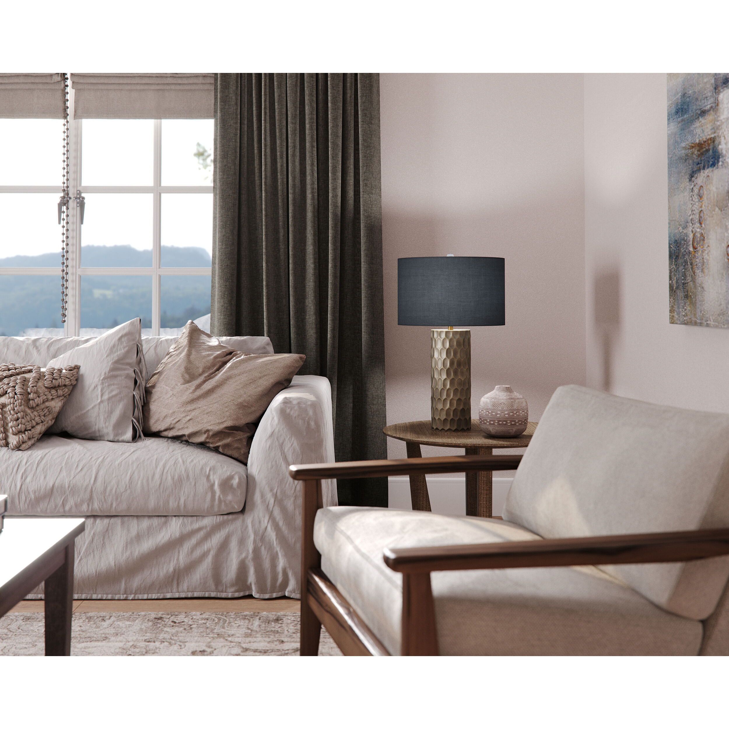 Ireland 27 inch 150.00 watt Dark Hand-Etched Brass Plated Table Lamp Portable Light