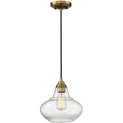 Industrial 1 Light 10 inch Natural Brass Mini-Pendant Ceiling Light