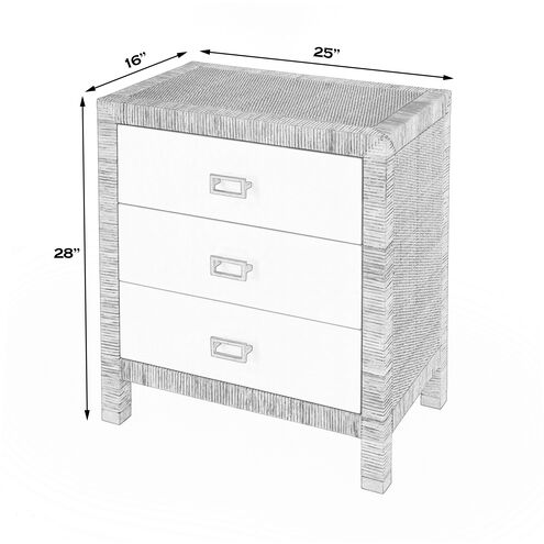 Corfu 3 Drawer Rattan Nightstand in Natural and White