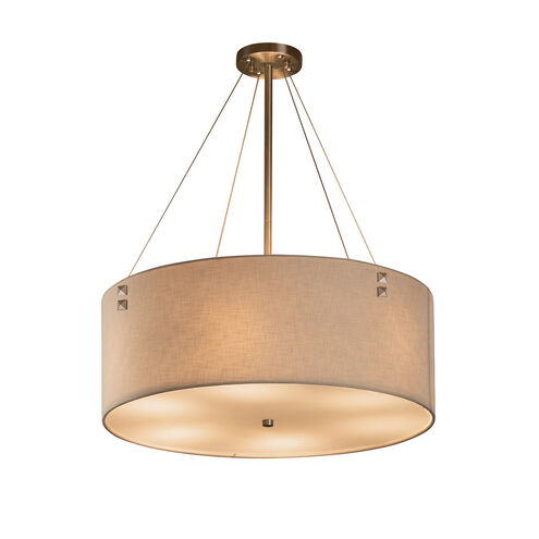 Textile 8 Light 21 inch Brushed Nickel Drum Pendant Ceiling Light in Pair of Square with Points, Cream, Incandescent