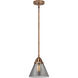 Nouveau 2 Cone 1 Light 7.75 inch Antique Copper Mini Pendant Ceiling Light in Incandescent, Plated Smoke