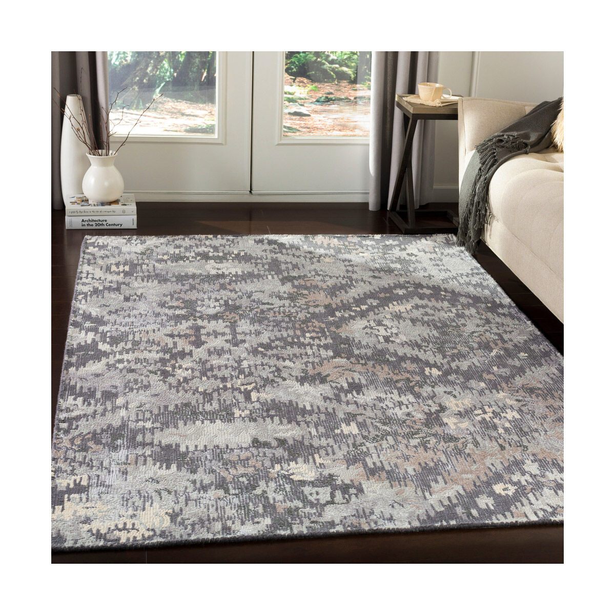 Antigua 90 X 60 inch Charcoal/Medium Gray/Light Gray/Cream/Taupe Rugs, Rectangle