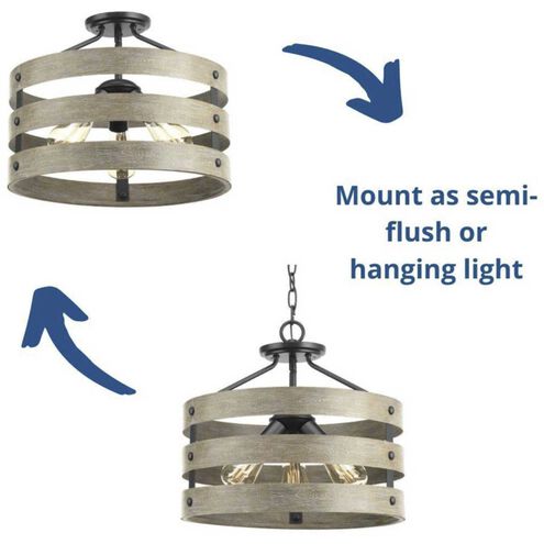 Gulliver 3 Light 17 inch Graphite Semi-Flush Mount Convertible Ceiling Light