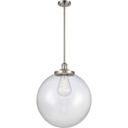 Franklin Restoration Beacon LED 18 inch Brushed Satin Nickel Pendant Ceiling Light in Seedy Glass