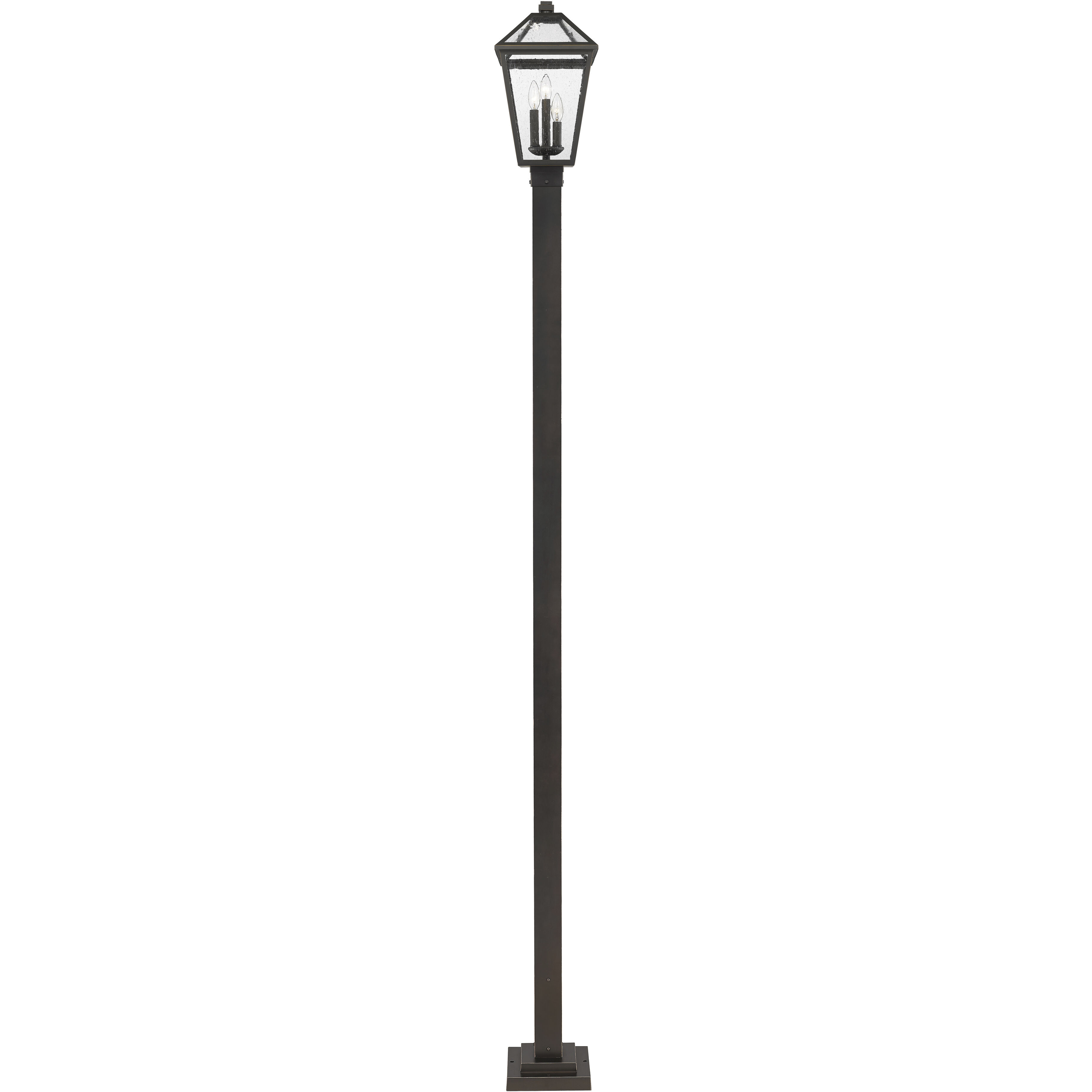 Talbot 3 Light 113.5 inch Oil Rubbed Bronze Outdoor Post Mounted Fixture in Seedy Glass