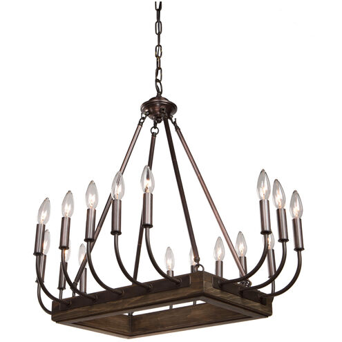 Aberdeen 16 Light 22 inch Brunito bronze and light wood Chandelier Ceiling Light