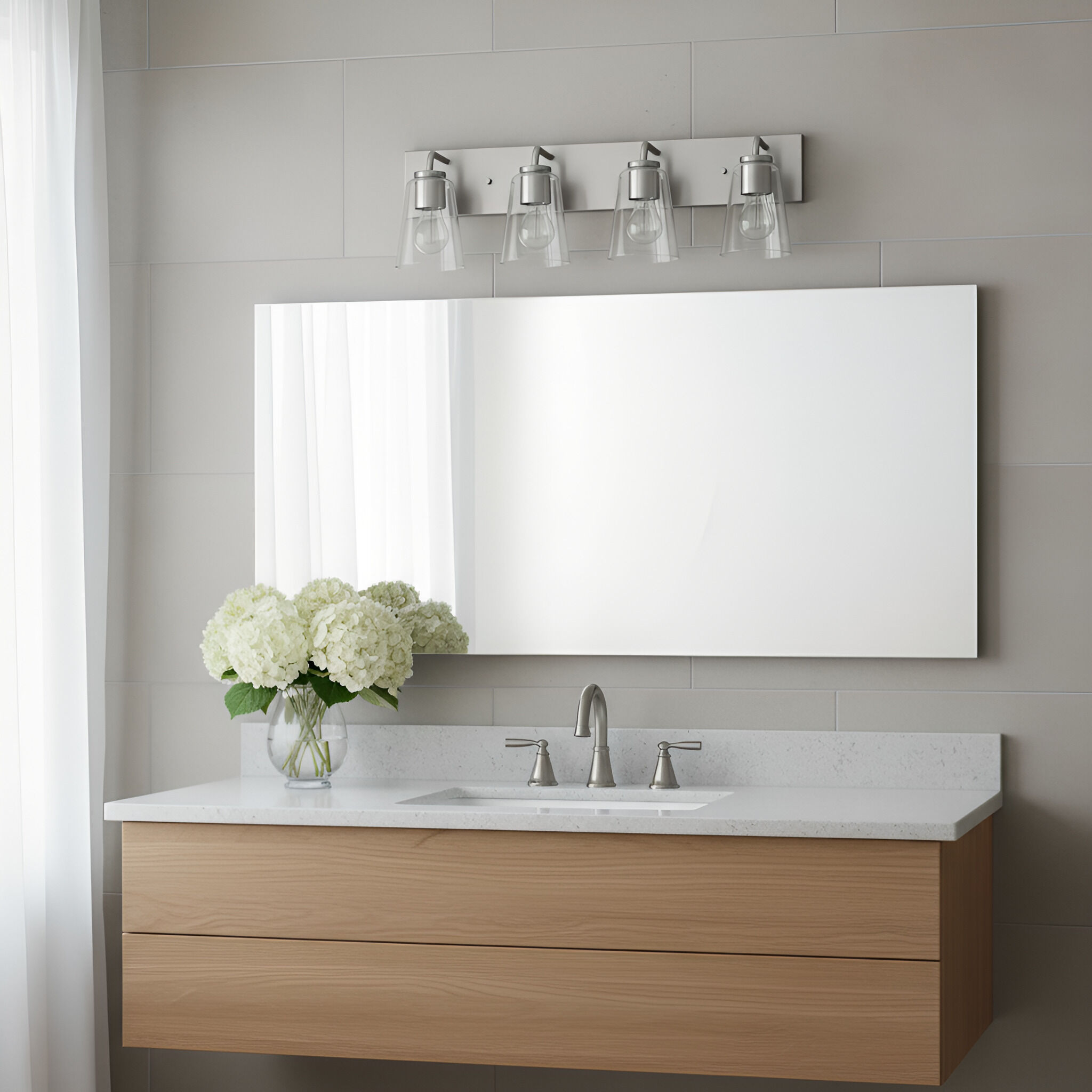 Miles 4 Light 25 inch Brushed Nickel Vanity Light Wall Light, Extra Large