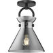 Alora Mood Emerson 1 Light 8.75 inch Matte Black Semi Flush Mount Ceiling Light in Smoke Glass