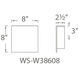 Square LED 8 inch Black Outdoor Wall Light in 8in.
