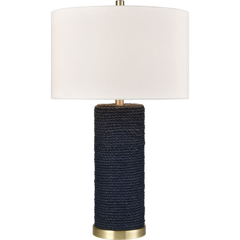 Sherman 27.5 inch 150 watt Navy with Antique Brass Table Lamp Portable Light
