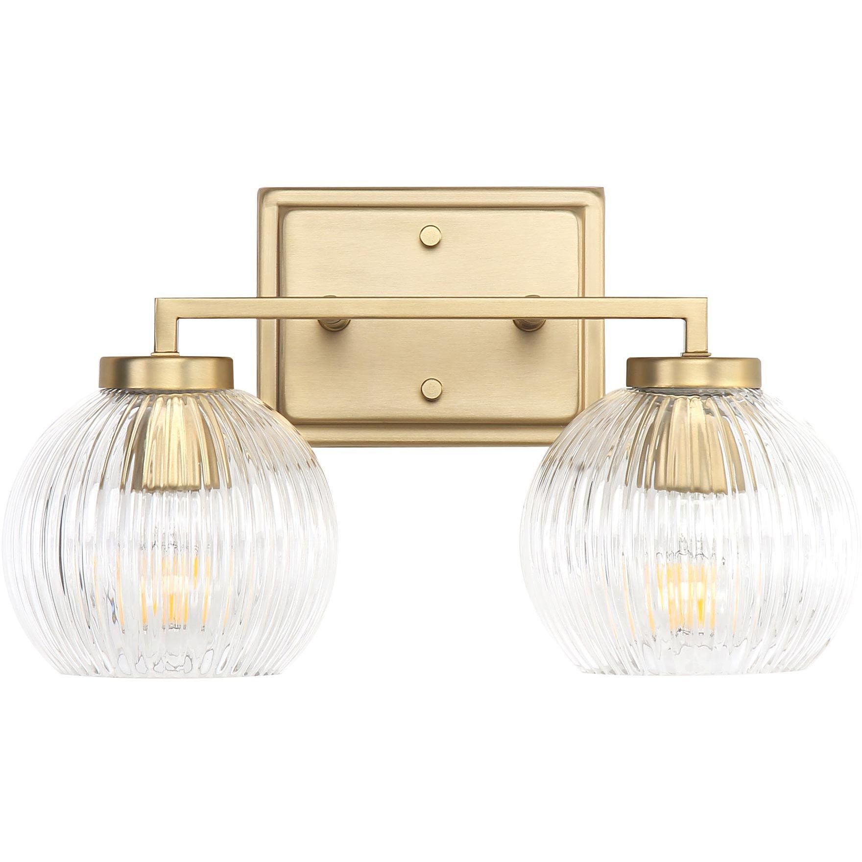 Yep Elliott Vanity Wall Light in Brushed Champagne Brass, Ribbed