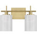 Modern 2 Light 14 inch Natural Brass Bathroom Vanity Light Wall Light
