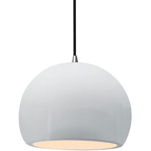 Radiance 1 Light 10 inch Gloss White and Brushed Nickel Pendant Ceiling Light