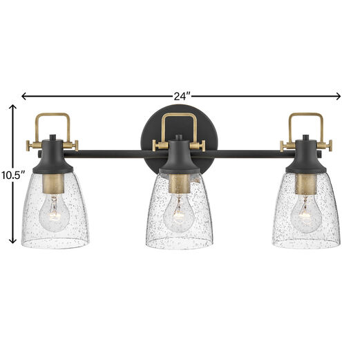 Easton LED 24 inch Black with Heritage Brass Vanity Light Wall Light