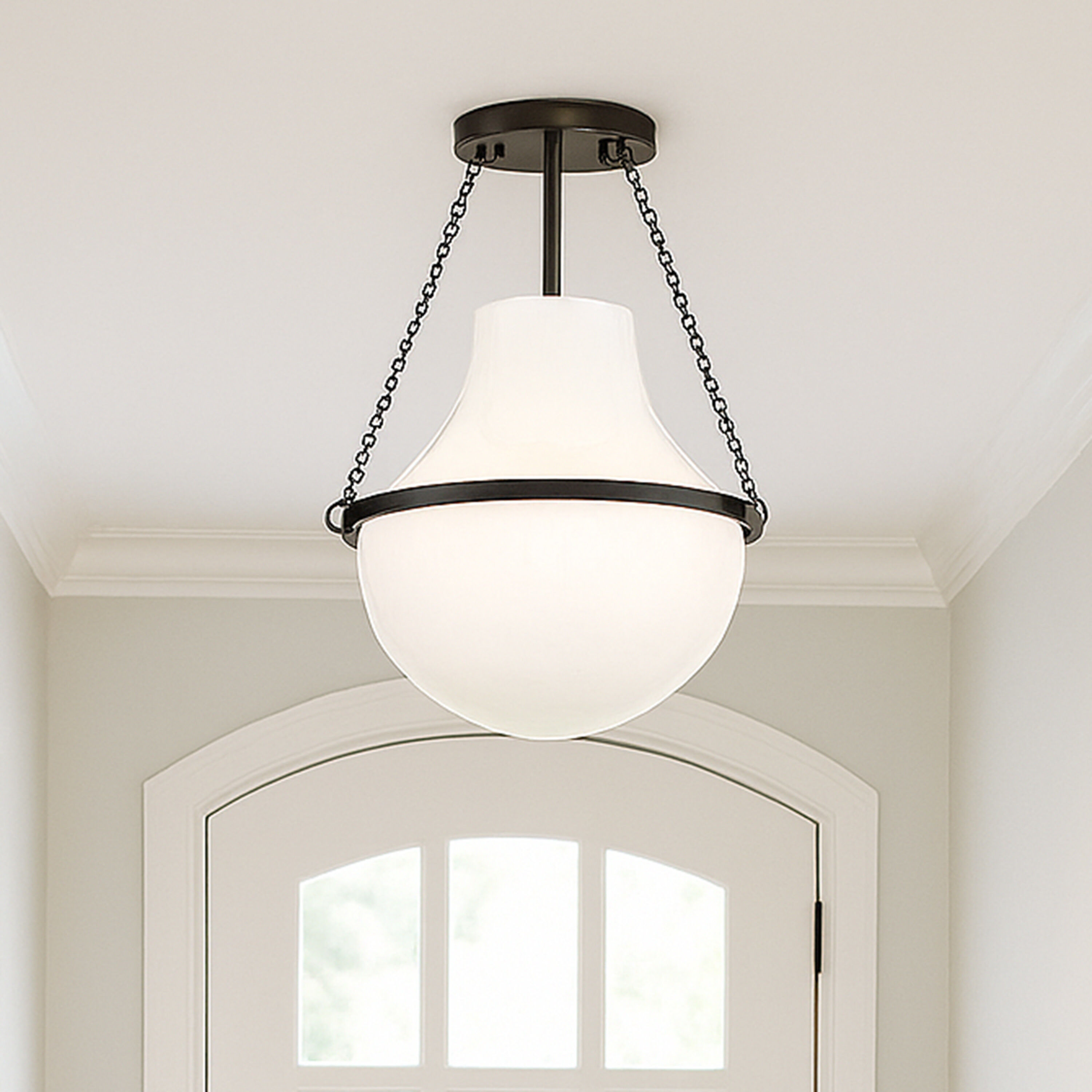 Collins 1 Light 15 inch Black Oxide Semi-Flush Mount Ceiling Light, Medium