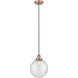 Edison Beacon 1 Light 10 inch Antique Copper Mini Pendant Ceiling Light