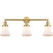 Franklin Restoration Bellmont LED 30 inch Satin Gold Bath Vanity Light Wall Light in Matte White Glass, Franklin Restoration