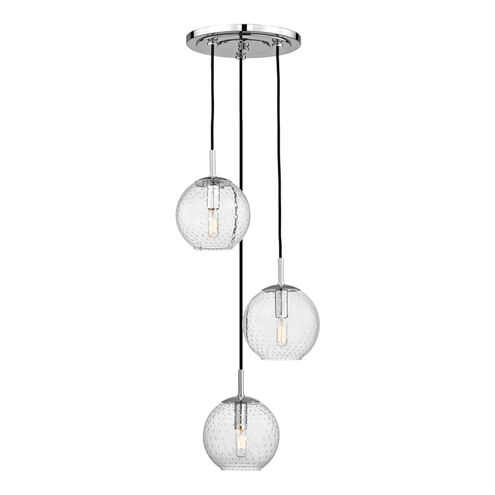 Rousseau 3 Light 13.5 inch Polished Chrome Pendant Ceiling Light in Clear Glass