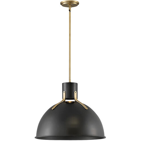 Argo LED 20 inch Satin Black with Lacquered Brass Indoor Pendant Ceiling Light