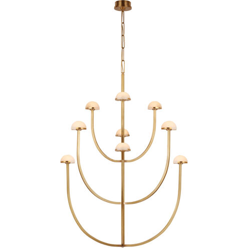 Kelly Wearstler Pedra LED 35.25 inch Antique-Burnished Brass Three-Tier Chandelier Ceiling Light, Large