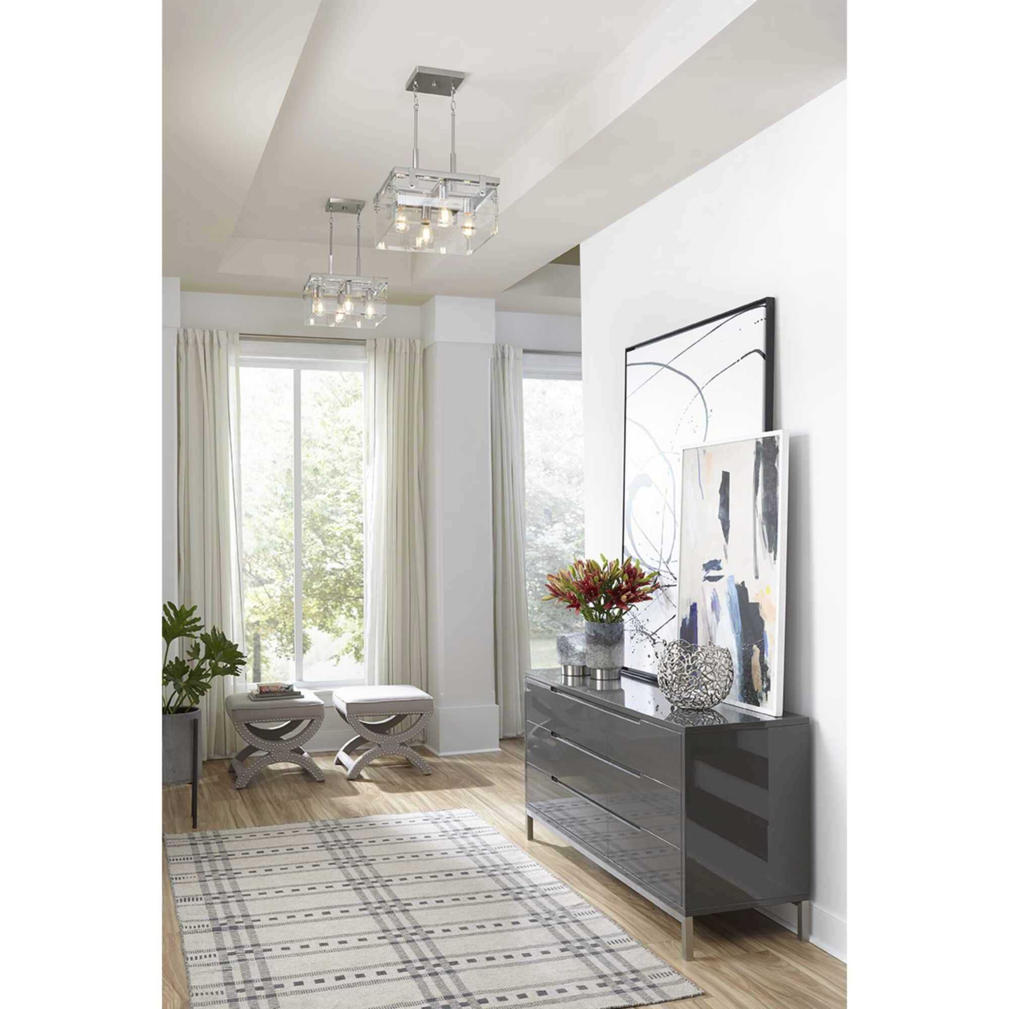 Glayse 4 Light 17 inch Brushed Nickel Semi-Flush Mount Convertible Ceiling Light, Design Series