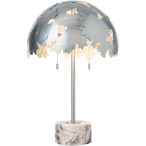 Pangea 23.1 inch 60.00 watt Vintage Platinum Table Lamp Portable Light in Black Marble, Dome