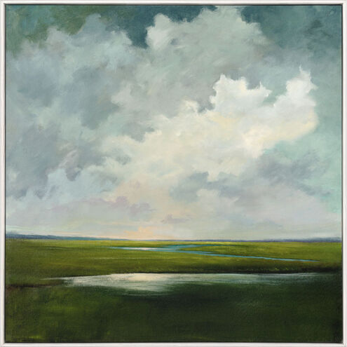 Spectacular Journey Green and Blue and Neutral and White Canvas
