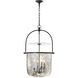 Chapman & Myers Lorford 4 Light 20 inch Aged Iron Bell Lantern Pendant Ceiling Light in Mercury Glass