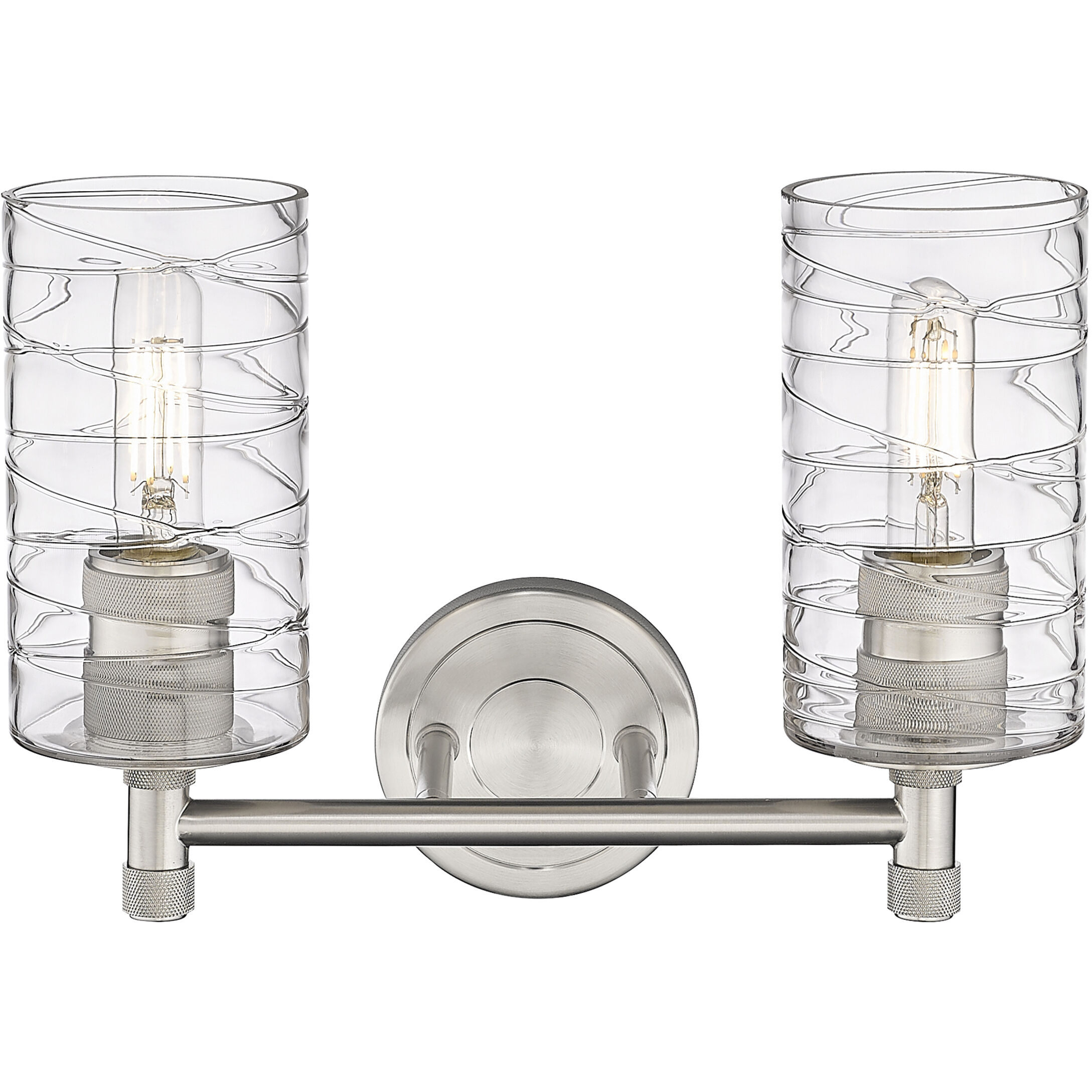 Downtown Urban Crown Point 2 Light 13.88 inch Satin Nickel Bath Vanity Light Wall Light in Deco Swirl