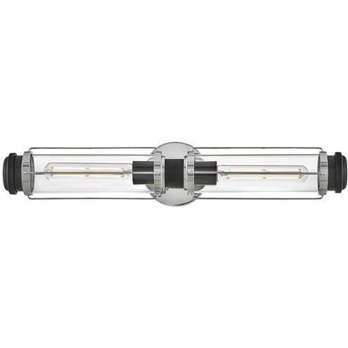 Masthead 2 Light 24 inch Chrome with Black Vanity Light Wall Light