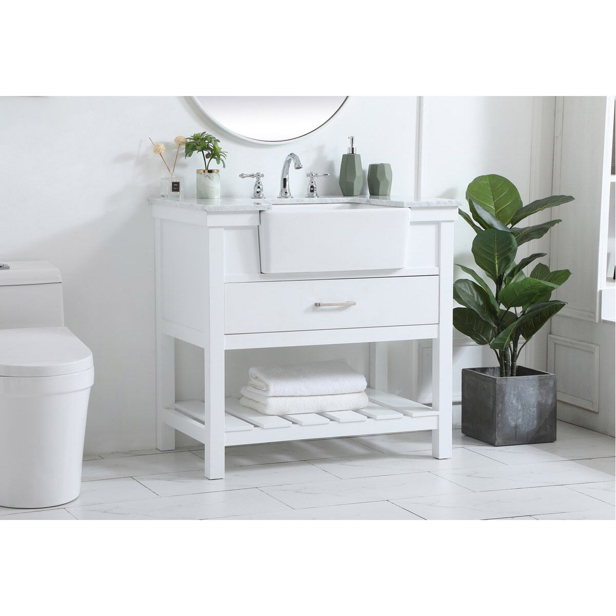 Clement 36 X 22 X 34 inch White Bathroom Vanity Cabinet