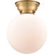 Aditi X-Large Beacon LED 10 inch Brushed Brass Flush Mount Ceiling Light in Matte White Glass, Aditi