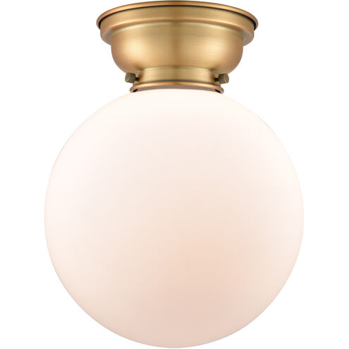 Aditi X-Large Beacon LED 10 inch Brushed Brass Flush Mount Ceiling Light in Matte White Glass, Aditi