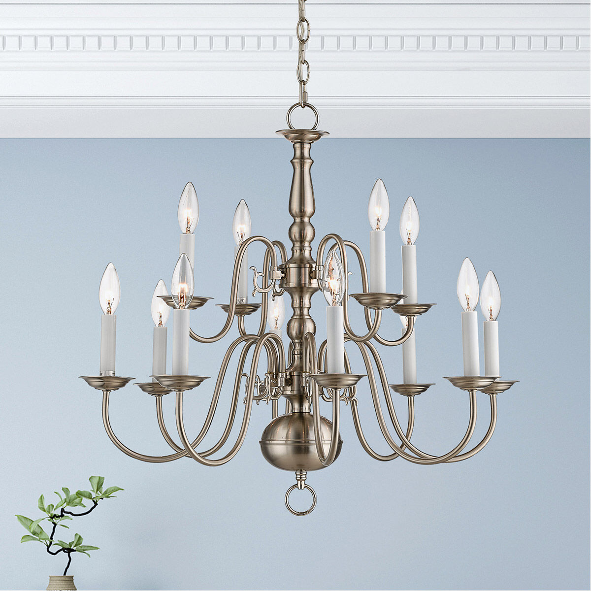 Williamsburgh 12 Light 26 inch Brushed Nickel Chandelier Ceiling Light