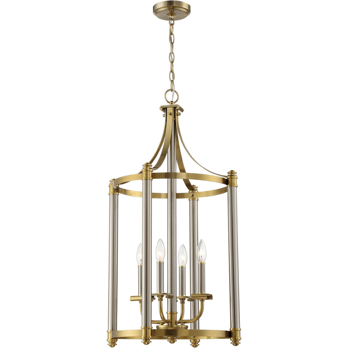 Stanza 4 Light 18 inch Brushed Polished Nickel / Satin Brass Foyer Ceiling Light