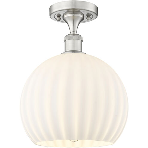 Ballston White Venetian 1 Light 10 inch Brushed Satin Nickel Semi-Flush Mount Ceiling Light