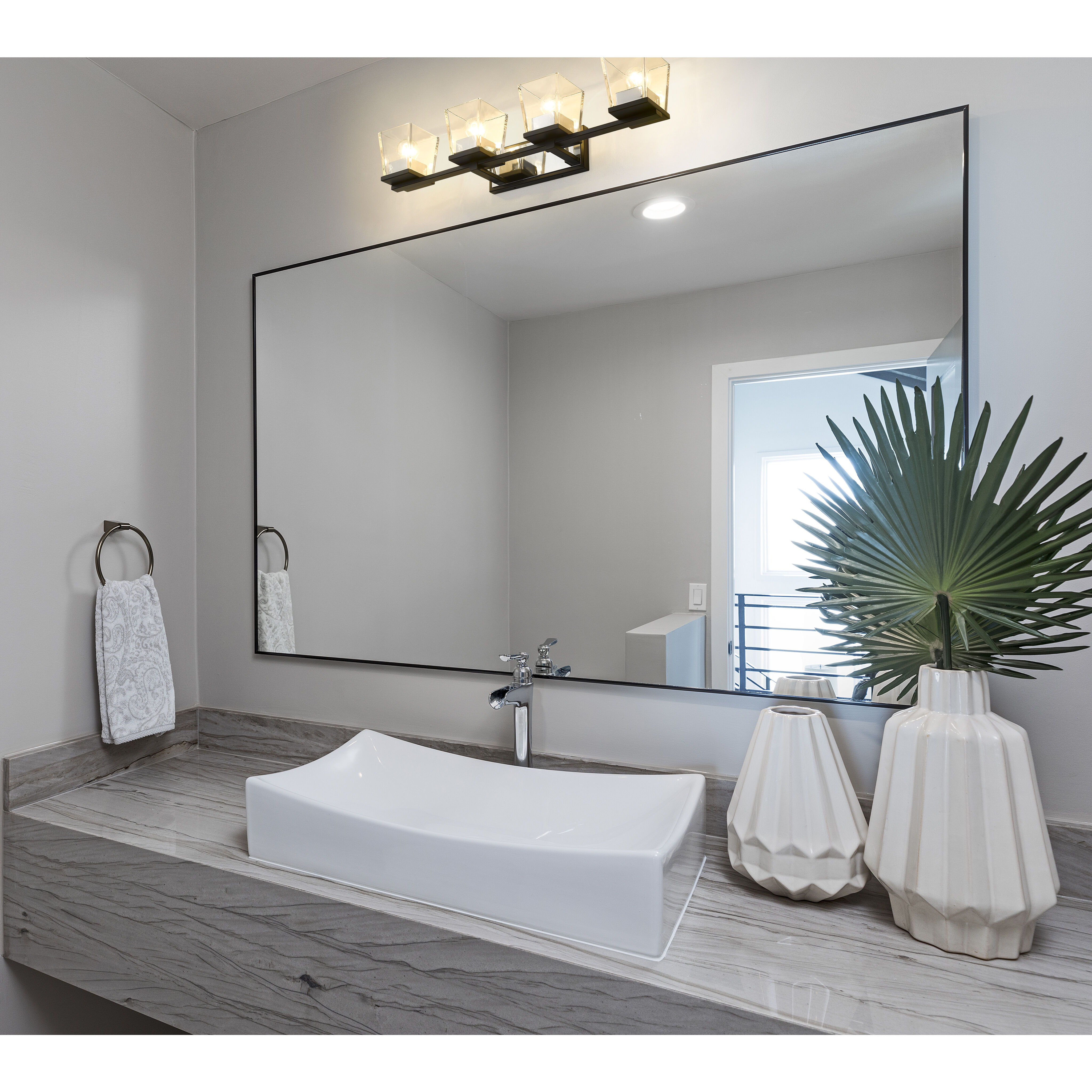 Bleeker Street 4 Light 33 inch Matte Black and Chrome Vanity Wall Light