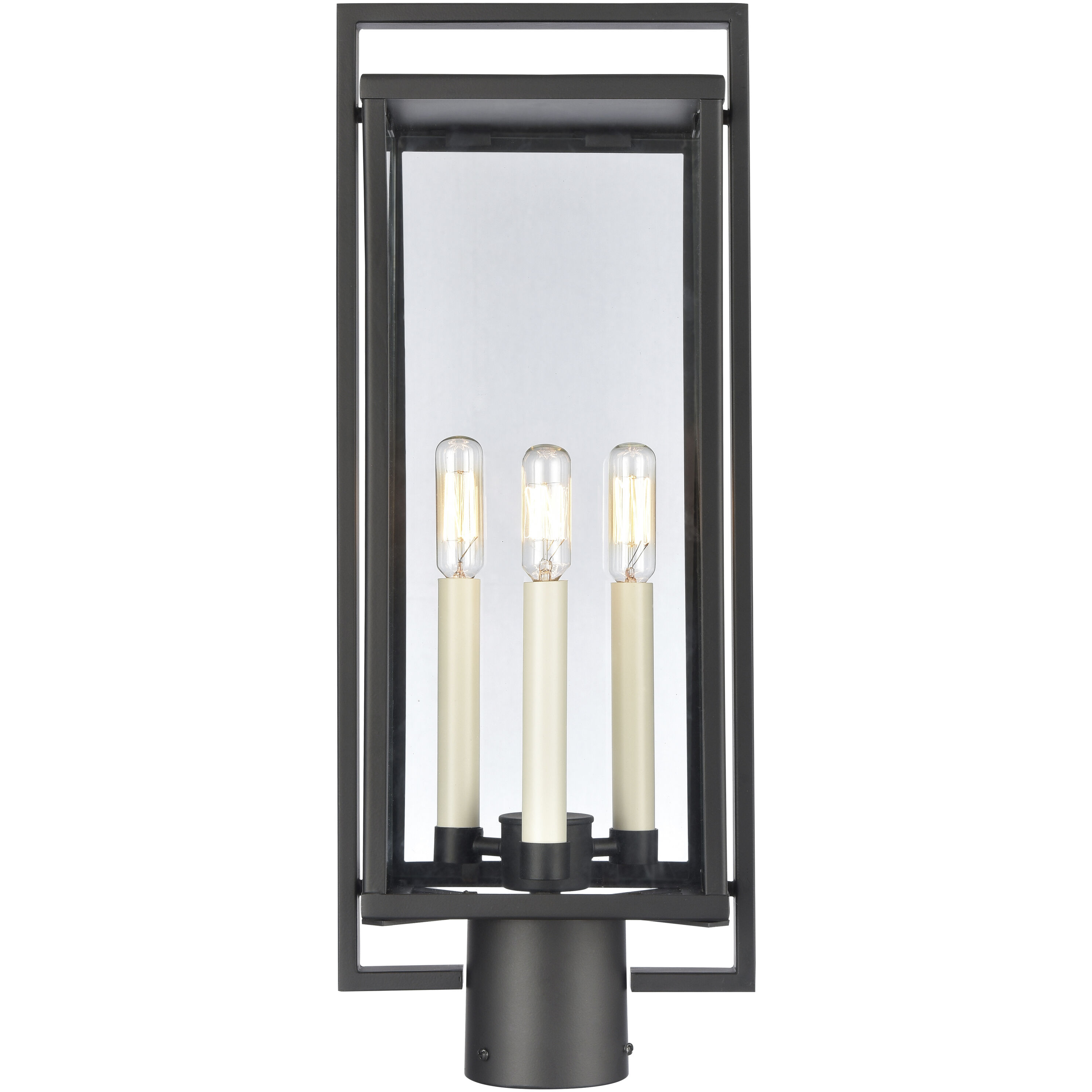 Gladwyn 3 Light 21.5 inch Matte Black with Off White Outdoor Post Light