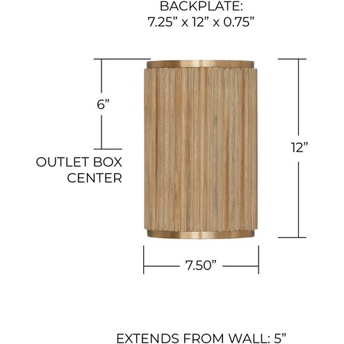 Donovan 2 Light 7.5 inch White Wash and Matte Brass Sconce Wall Light